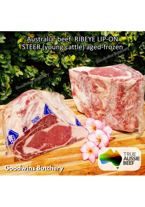 Beef Ribeye lip-on Australia STEER (young cattle) aged-frozen Kilcoy 640 Diamond ROAST CUTS +/- 1.5 kg/pc (price/kg) Scotch-Fillet Cuberoll